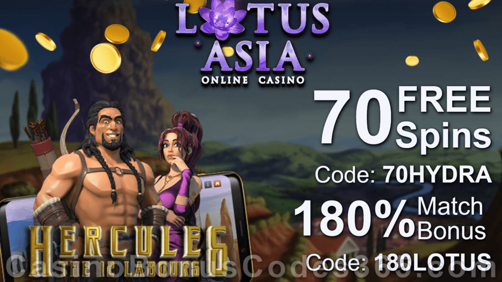 Lotus Asia Casino 70 FREE Saucify Hercules: The 12 Labours Spins plus 180% Match Bonus Welcome Deal