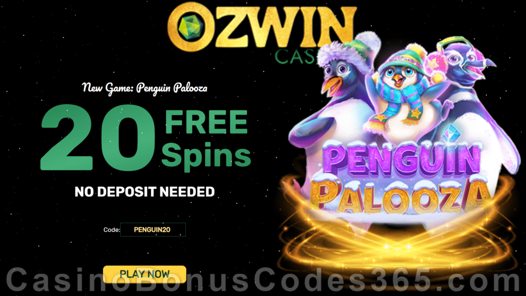 Ozwin Casino 20 FREE Spins on RTG Penguin Palooza Special RTG Pokies No Deposit Sign Up Reward