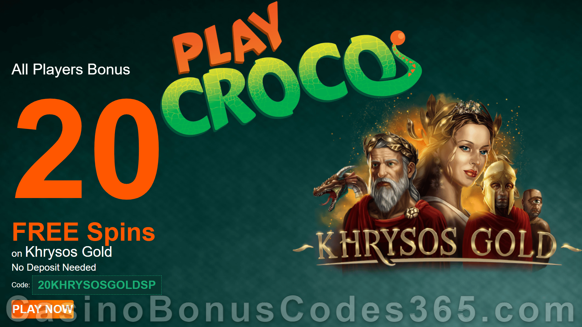 PlayCroco 25 FREE Spins on RTG Khrysos Gold New Players Special Offer