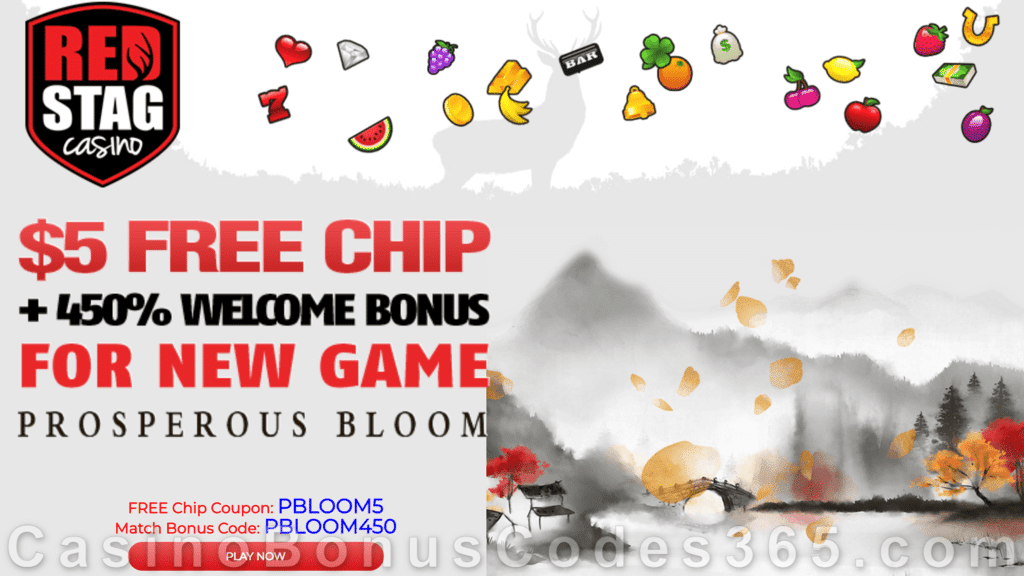 Red Stag Casino 68 FREE Spins on Prosperous Bloom plus 450% Match Bonus Welcome Package