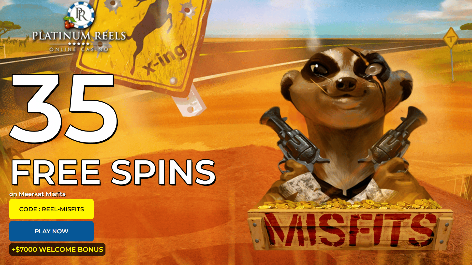 Platinum Reels Exclusive 35 FREE Spins on RTG Meerkat Misfits No Deposit Sign Up Deal