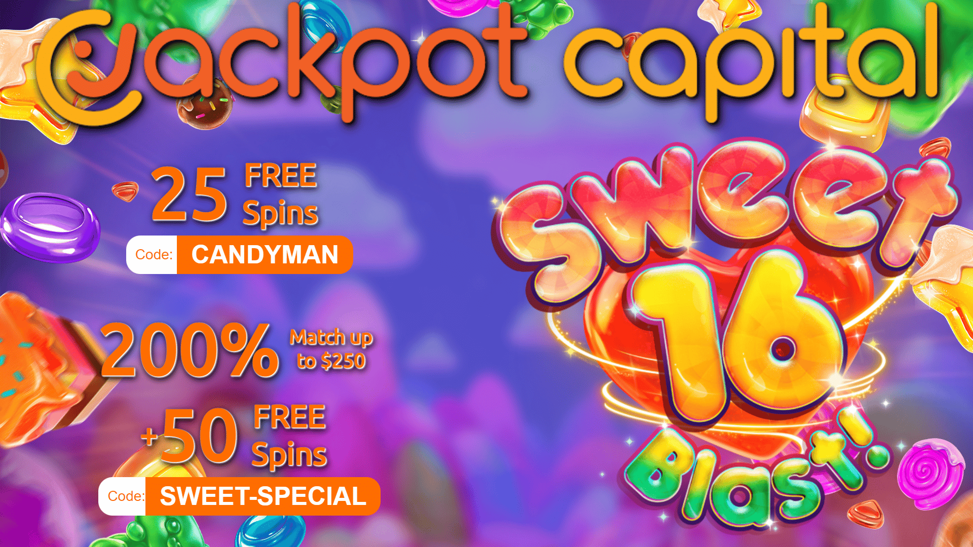 Jackpot Capital New RTG Game Sweet 16 Blast Bonus Pack