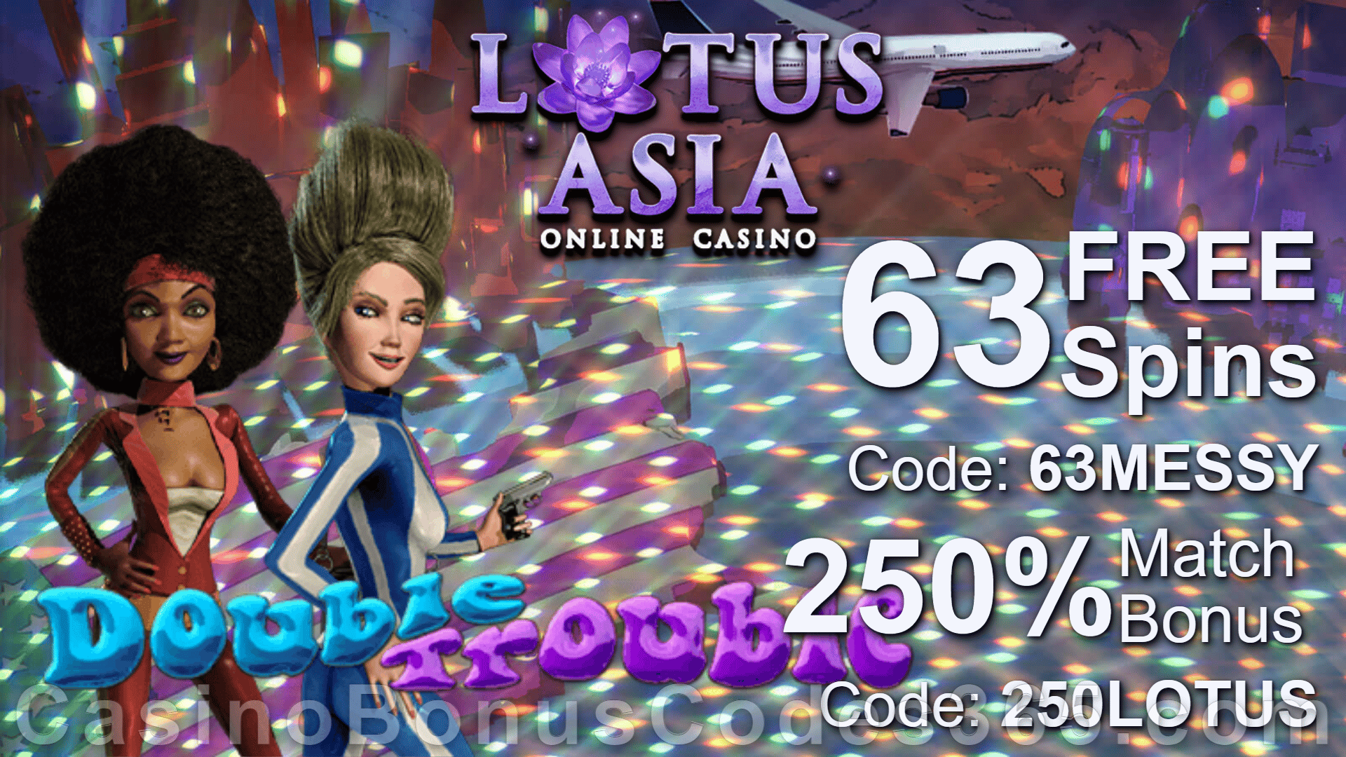 Lotus Asia Casino 63 FREE Saucify Double Trouble Spins plus 250% Match Bonus Welcome Deal