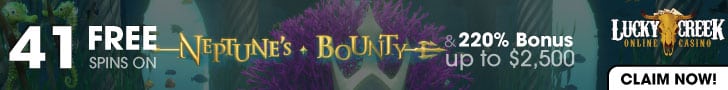 Lucky Creek Exclusive 85 FREE Spins on Saucify Neptune's Bounty Exclusive Offer