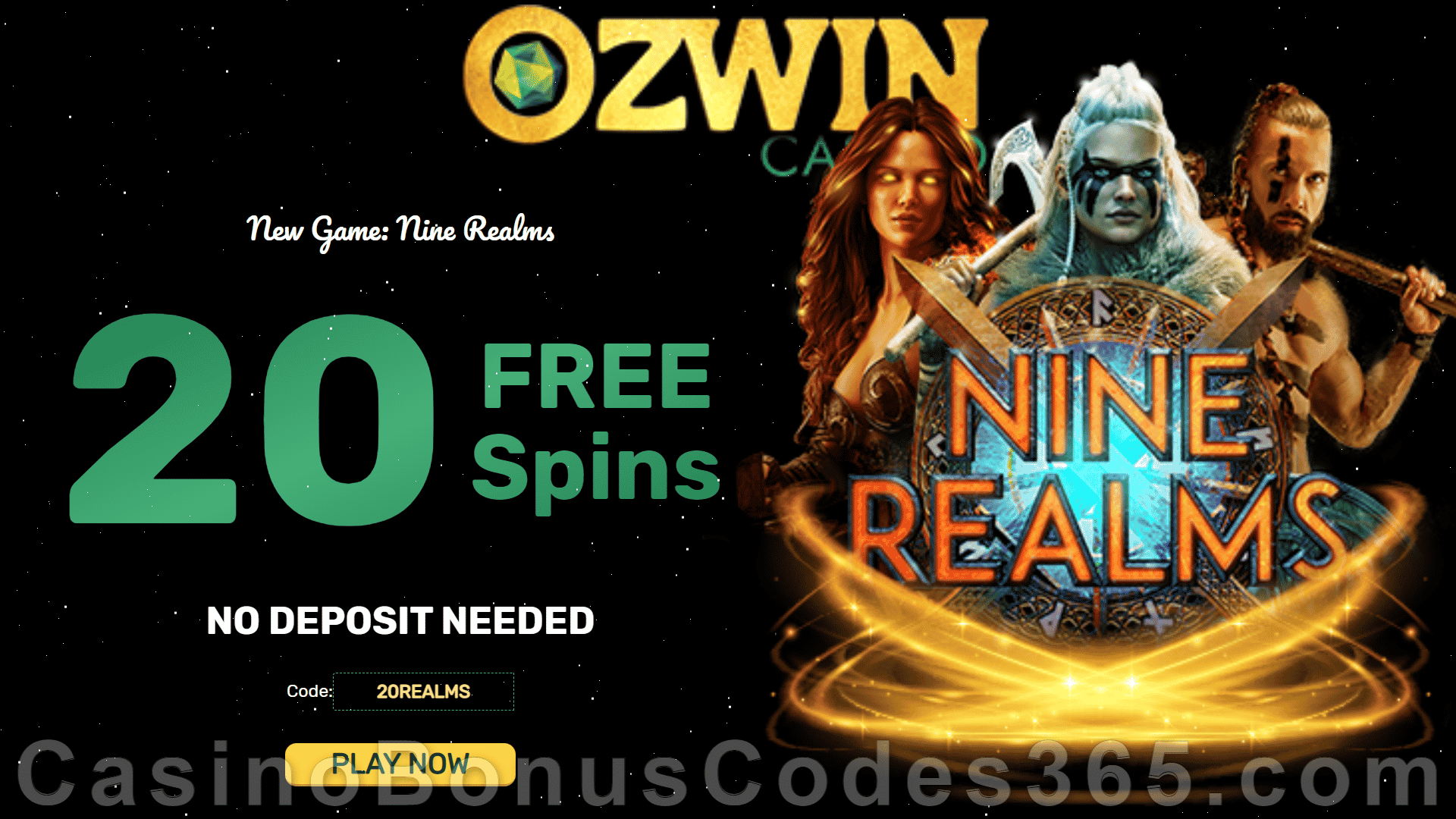 Ozwin Casino 20 FREE Spins on RTG Nine Realms Special RTG Pokies No Deposit Sign Up Reward