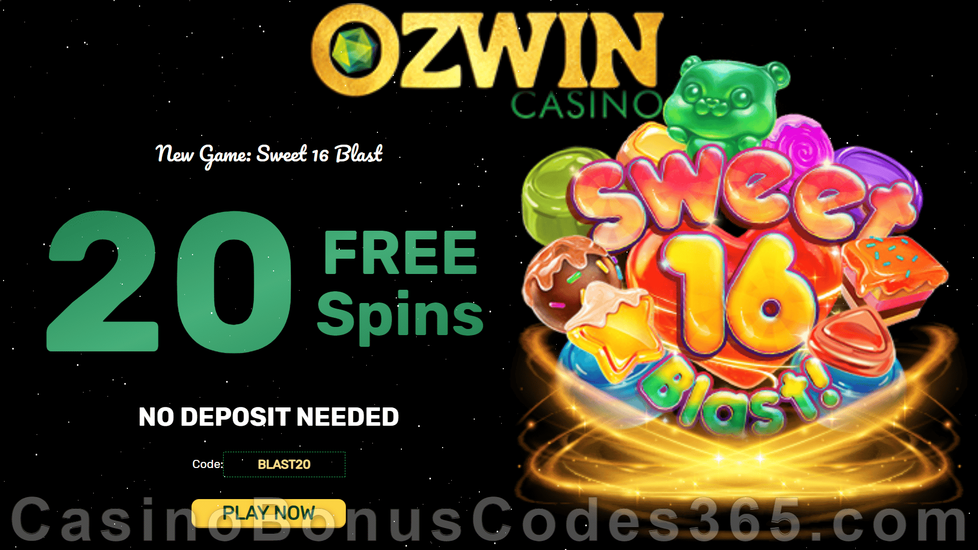 Ozwin Casino 20 FREE Spins on RTG Sweet 16 Blast Special RTG Pokies No Deposit Sign Up Reward