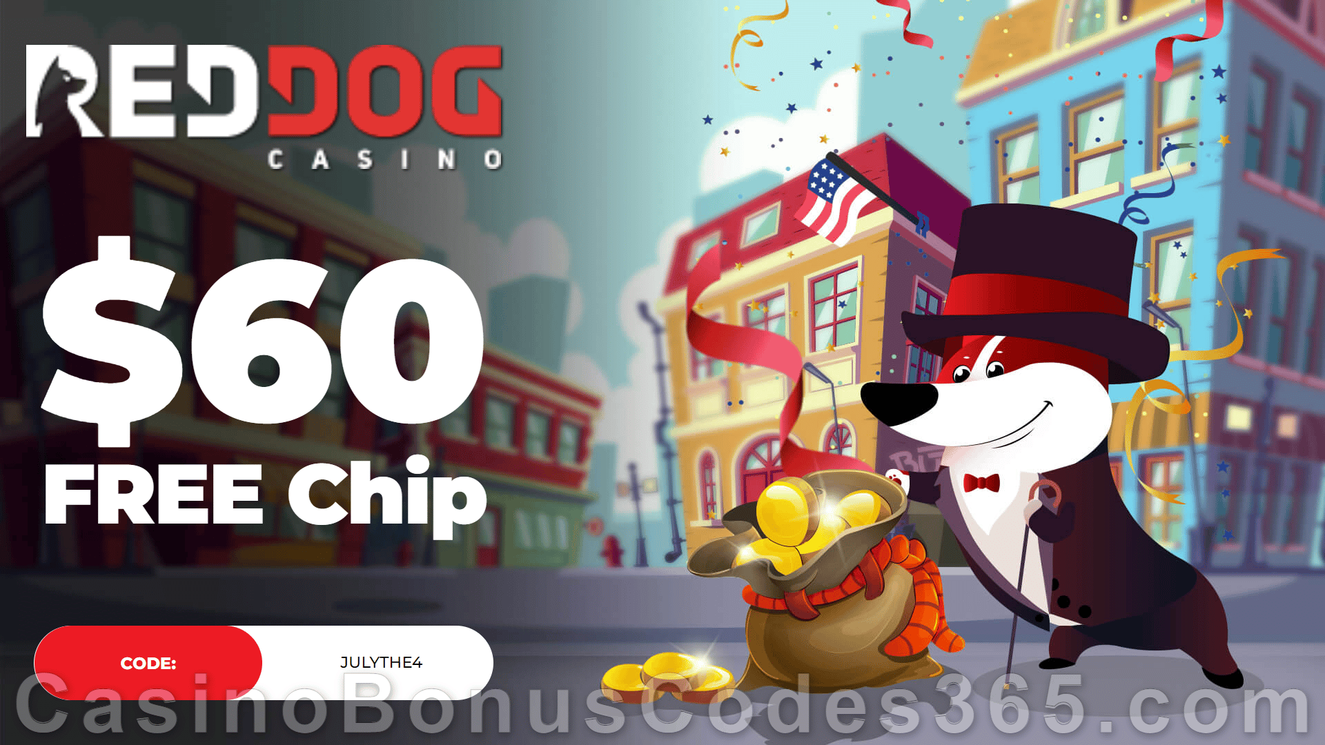 Red Dog Casino 60 FREE Chip Independence Day No Deposit Bonus