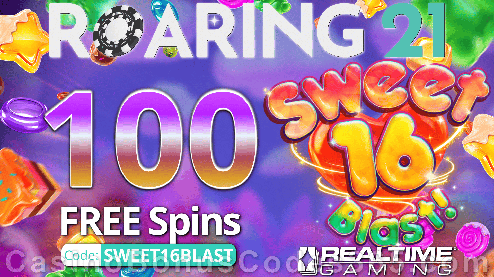 Roaring 21 New RTG Game 40 FREE Sweet 16 Blast Spins Special No Deposit New Players Deal