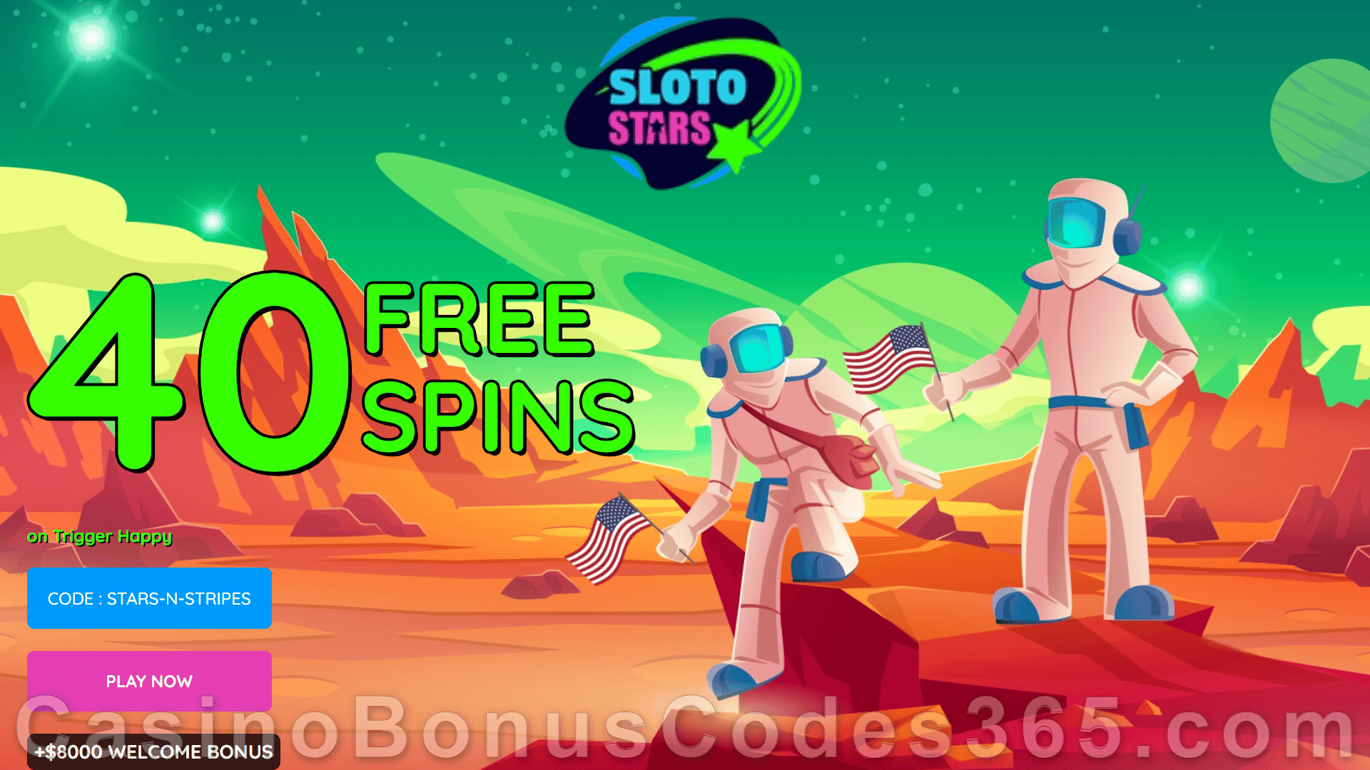 Sloto Stars 40 FREE Trigger Happy Spins Exclusive No Deposit