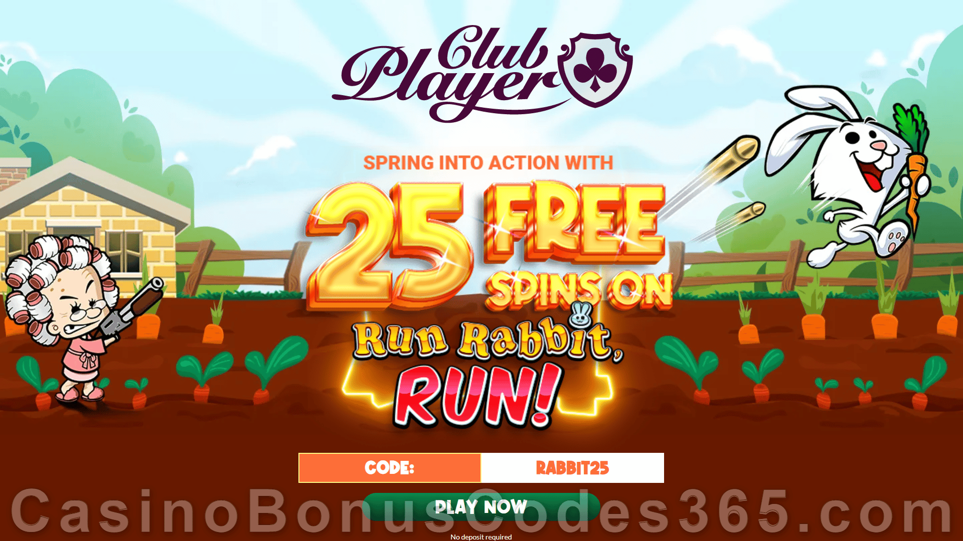 Club Player Casino 25 FREE Spins on Run Rabbit Run Special No Deposit Deal