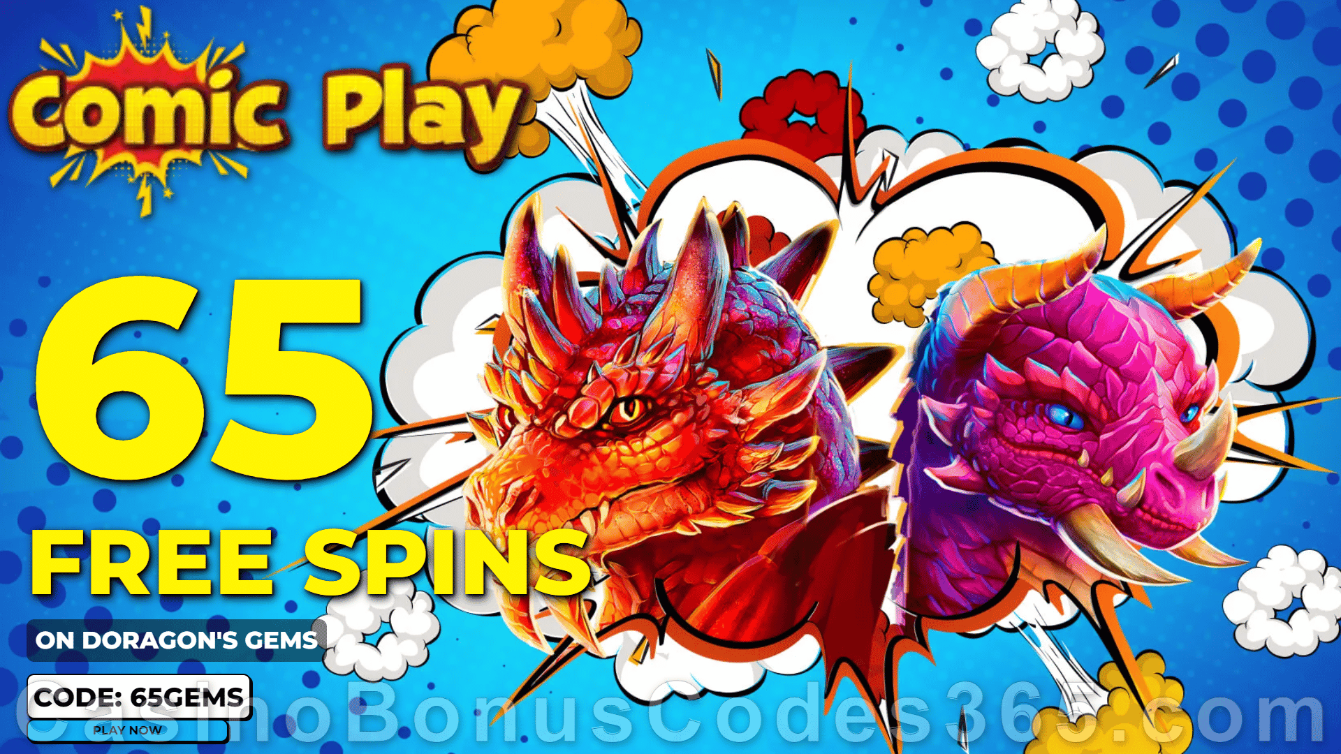 ComicPlay Casino 65 FREE Spins on RTG Doragon's Gems No Deposit Sign Up Deal