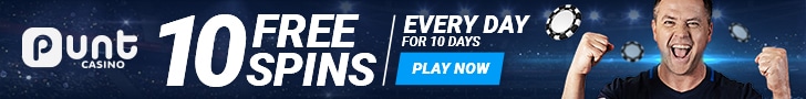 Punt Crypto 150% Match Bonus plus RTG 500 FREE Spins Bitcoin Deposit Deal 10 FREE Spins Everyday for 10 Days