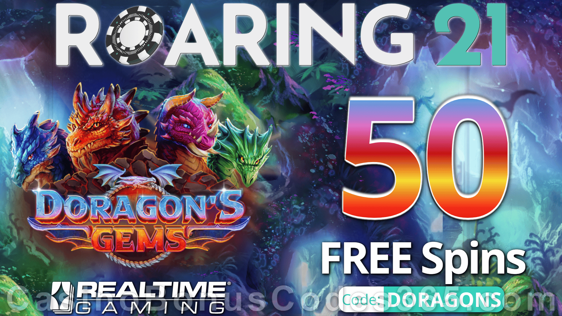 Roaring 21 New RTG Game 40 FREE Doragon's Gems Spins Special No Deposit New Players Deal