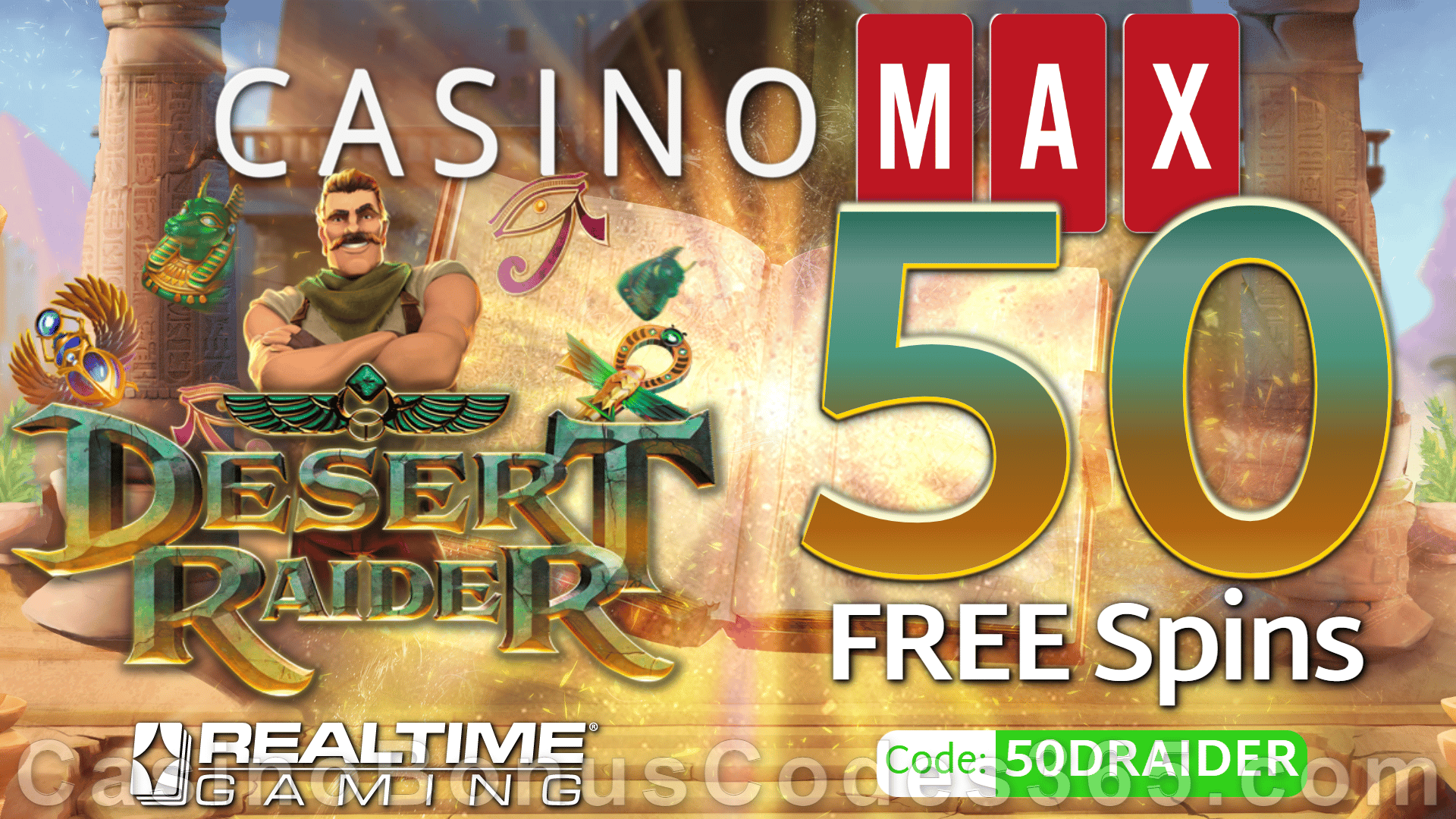 Casino Max New RTG Game 50 FREE Desert Raider Spins Special No Deposit Welcome Offer