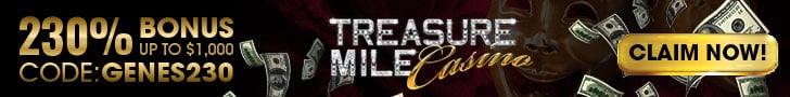 Treasure Mile Casino 200% Match plus $25 Welcome Bonus