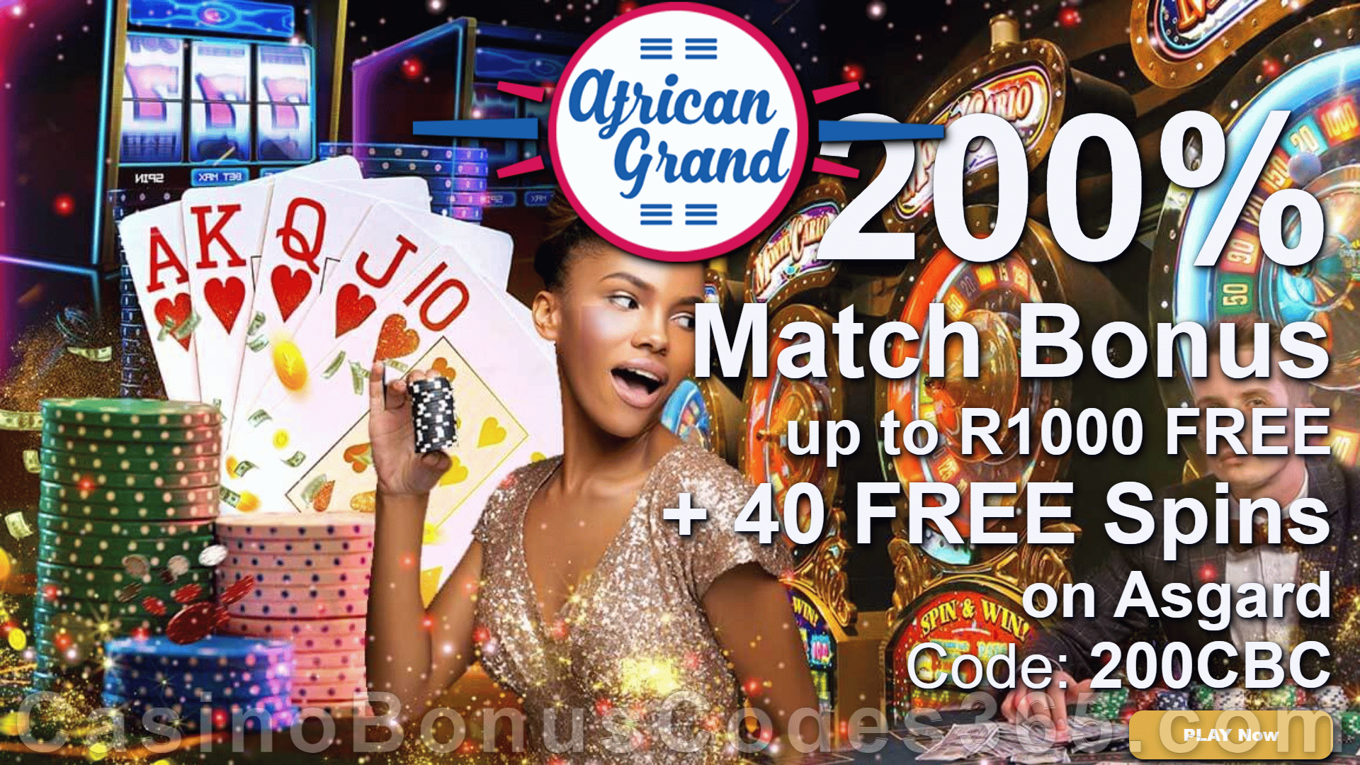 African Grand Online Casino 200% Match plus 40 FREE Spins on RTG Asgard Deposit Welcome Bonus