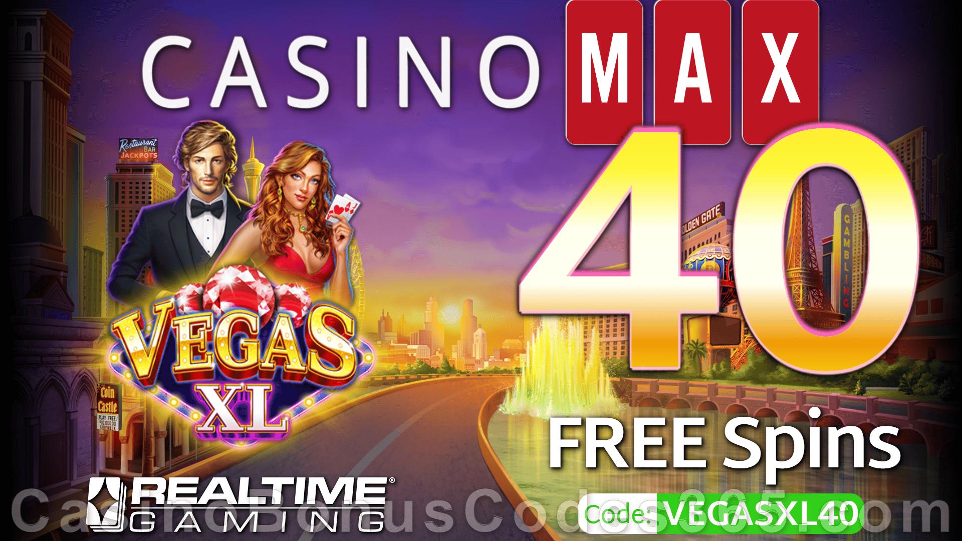 Casino Max New RTG Game 40 FREE Vegas XL Spins Special No Deposit Welcome Offer