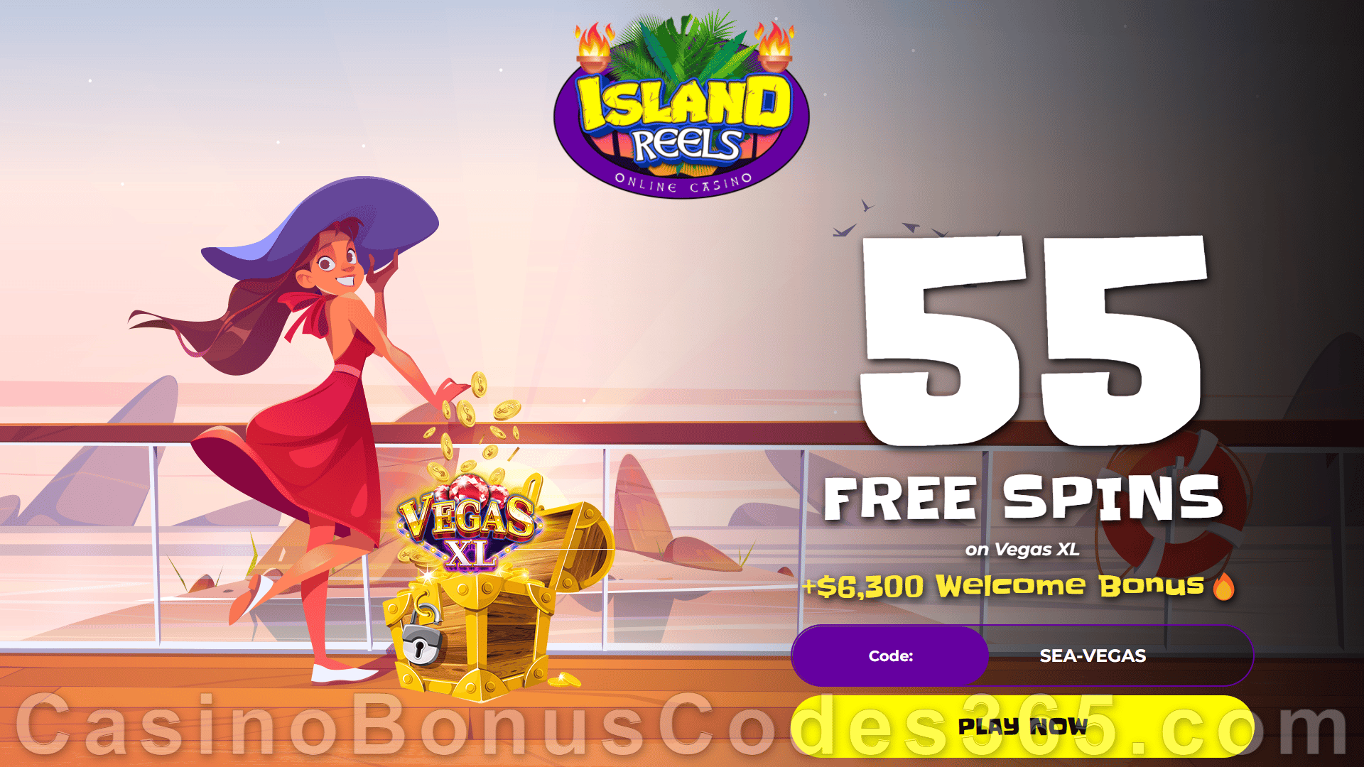 Island Reels 55 FREE Spins on RTG Vegas XL Exclusive No Deposit Sign Up Offer