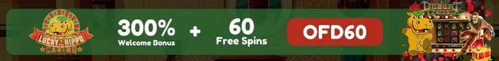 Lucky Hippo Casino 60 No Deposit FREE RTG Desert Raider Spins plus 300% Match up to $3000 Bonus Mega Welcome Package