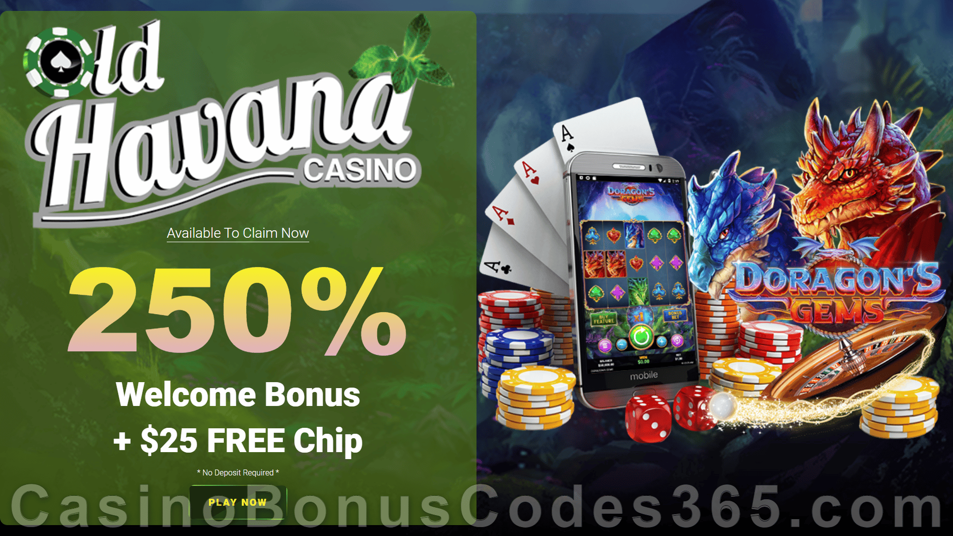 Old Havana Casino RTG Run Rabbit Run $25 FREE Chip plus 250% Match New Players Bonus