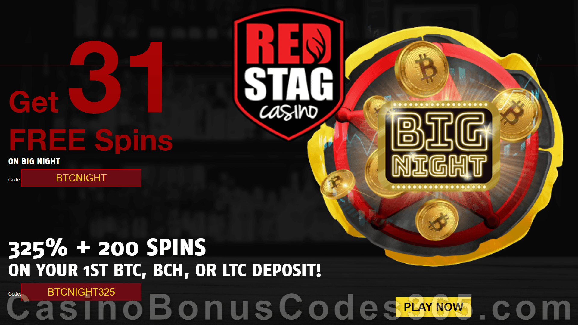 Red Stag Casino 31 FREE Spins on Big Night plus 325% Match Bonus Welcome Package