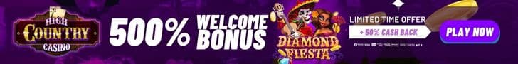 High Country Casino 500% Match Bonus with 50% Cashback RTG Witch's Brew Special Welcome Offer