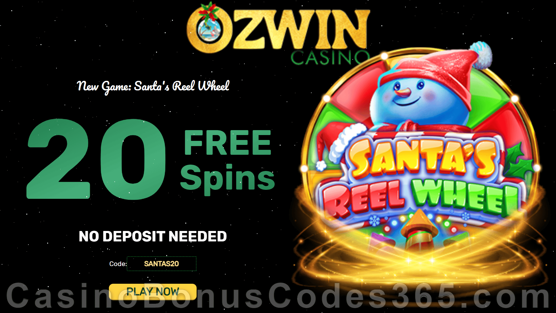 Ozwin Casino 20 FREE Spins on RTG Santa's Reel Wheel Special RTG Pokies No Deposit Sign Up Reward