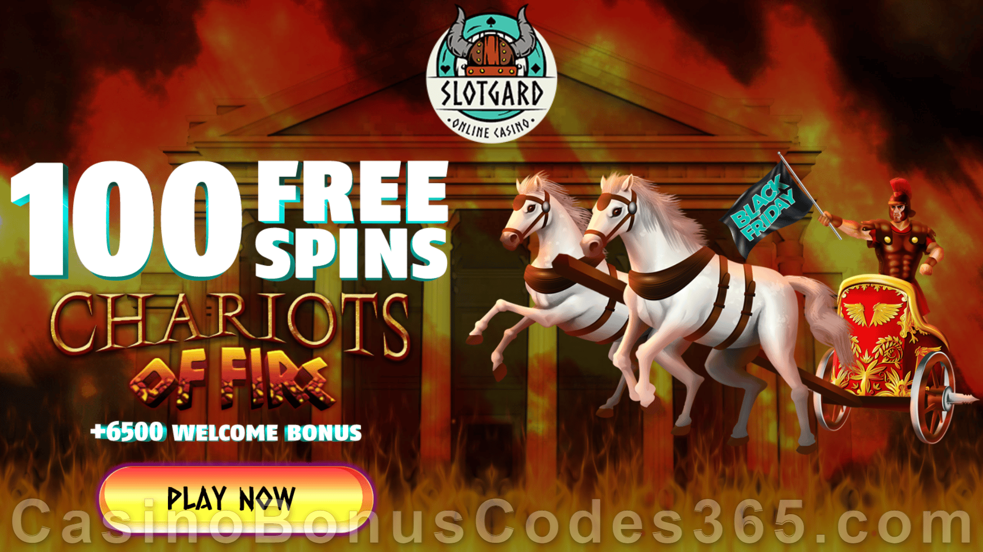 Slotgard Exclusive 100 FREE Chariots of Fire Spins No Deposit