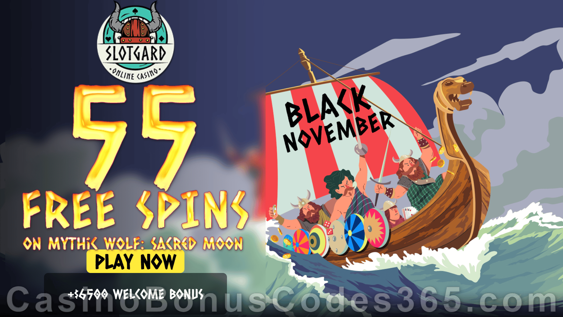 Slotgard Exclusive 55 FREE Spins on Rival Gaming Mythic Wolf Sacred Moon No Deposit Sign Up Offer