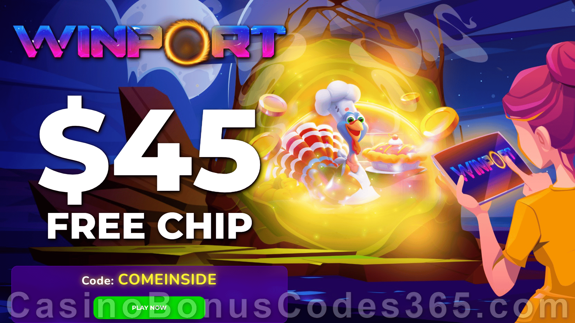 WinPort Casino 45 FREE Chip Thanksgiving No Deposit Reward