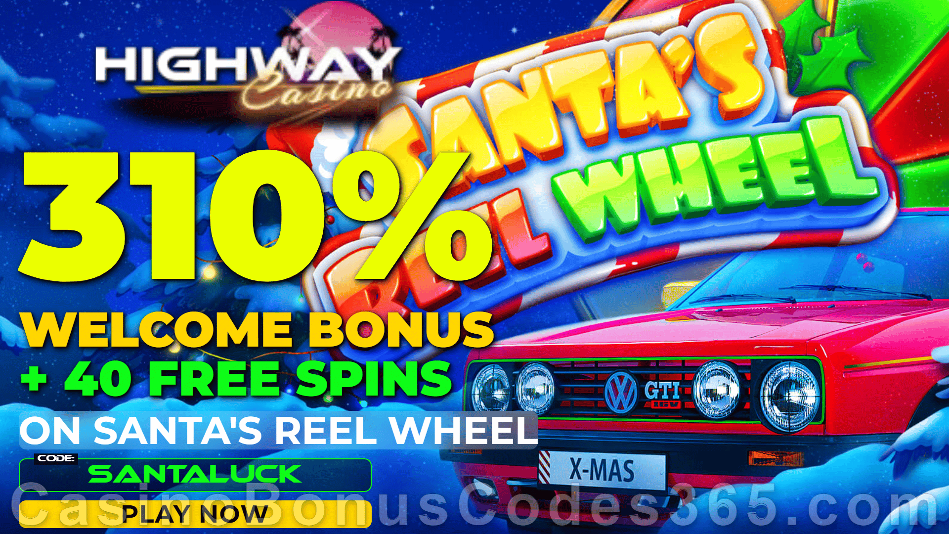 Highway Casino 50 FREE RTG Santa's Reel Wheel Spins No Deposit New Players Promo