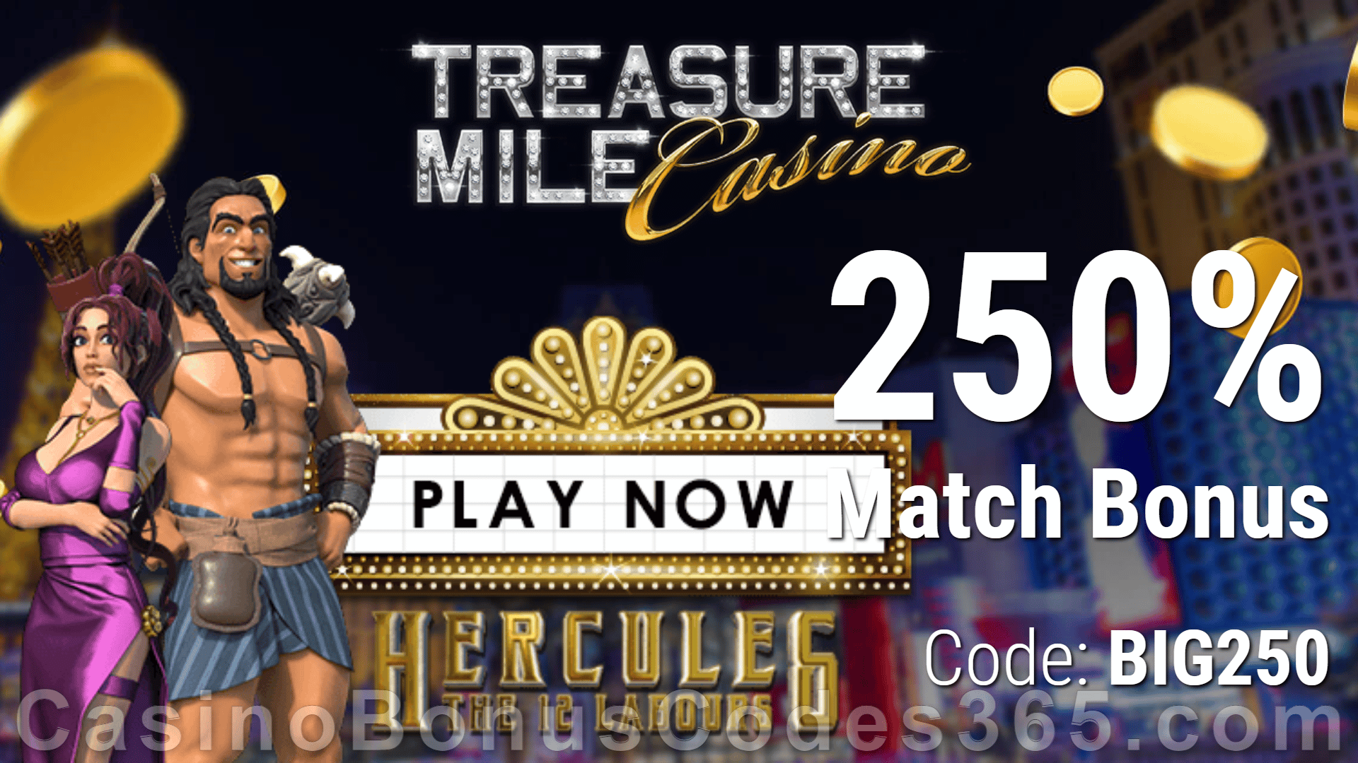 Treasure Mile Casino 250% Match Exclusive All Players Deposit Bonus