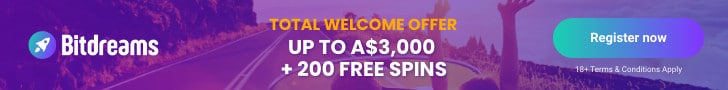 Bitdreams Casino 100% Match up to A$750 Bonus plus 100 FREE Spins Sign Up Deposit Deal