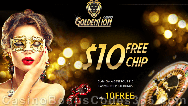 Golden Lion Casino $10 FREE Chip No Deposit Bonus - Casino Bonus Codes 365