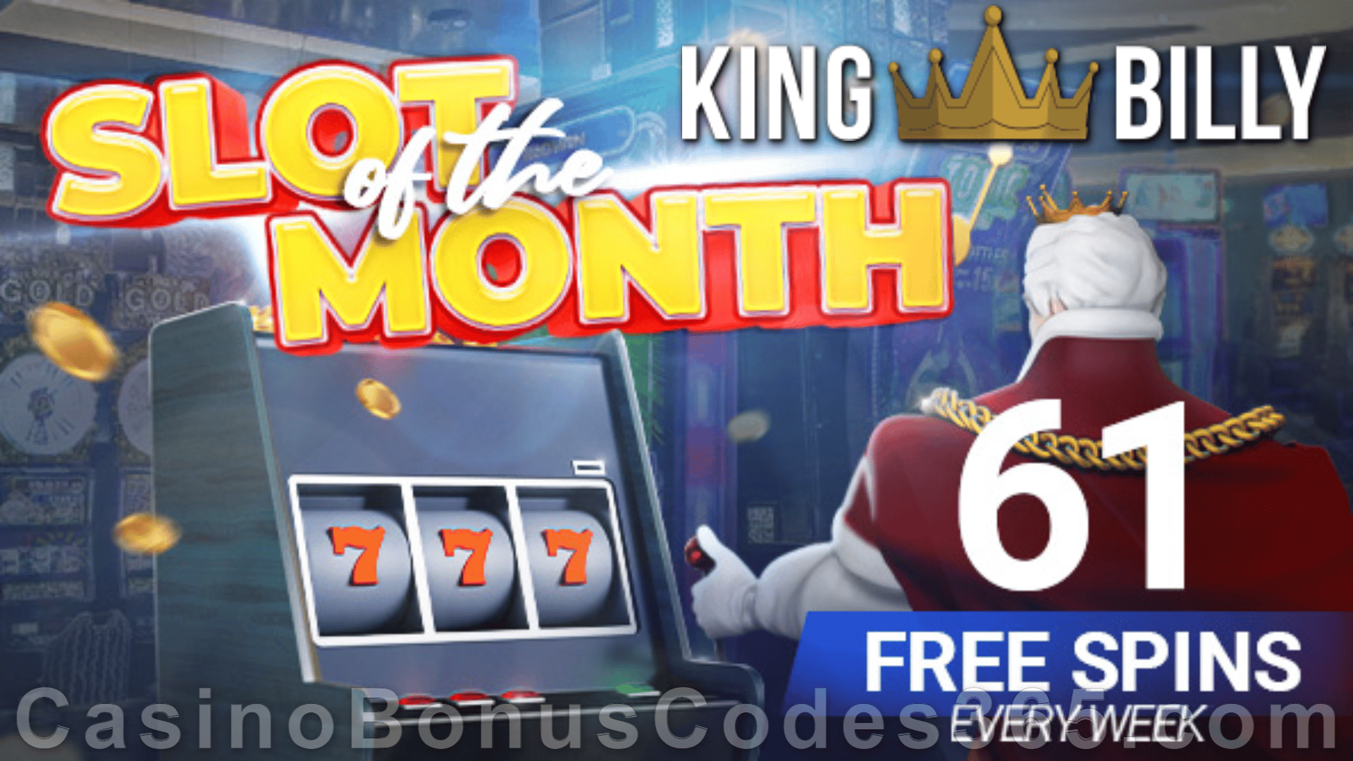 King Billy Casino 61 FREE Spins on Mascot Gift Rush Slot of the Month Promo