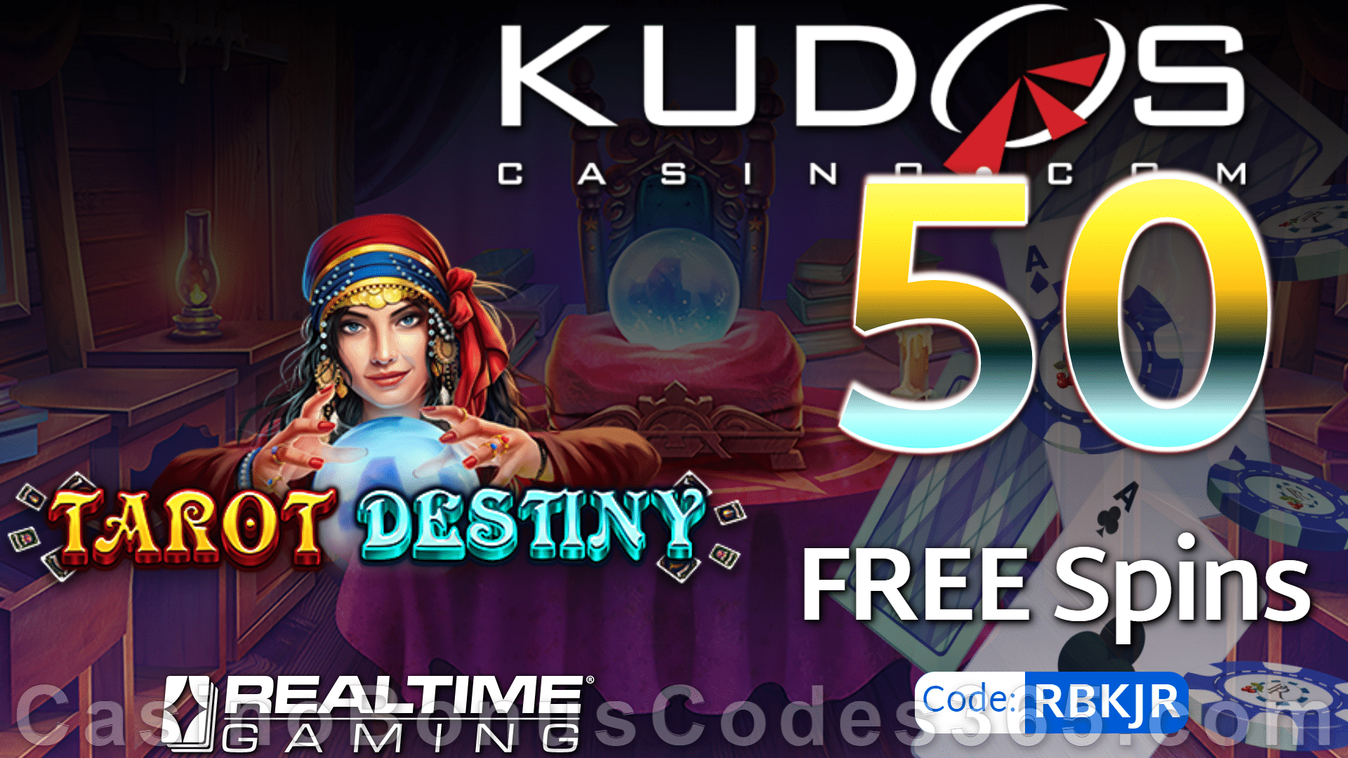 Kudos Casino 75FREE Spins on Tarot Destiny New RTG Game Special Deal