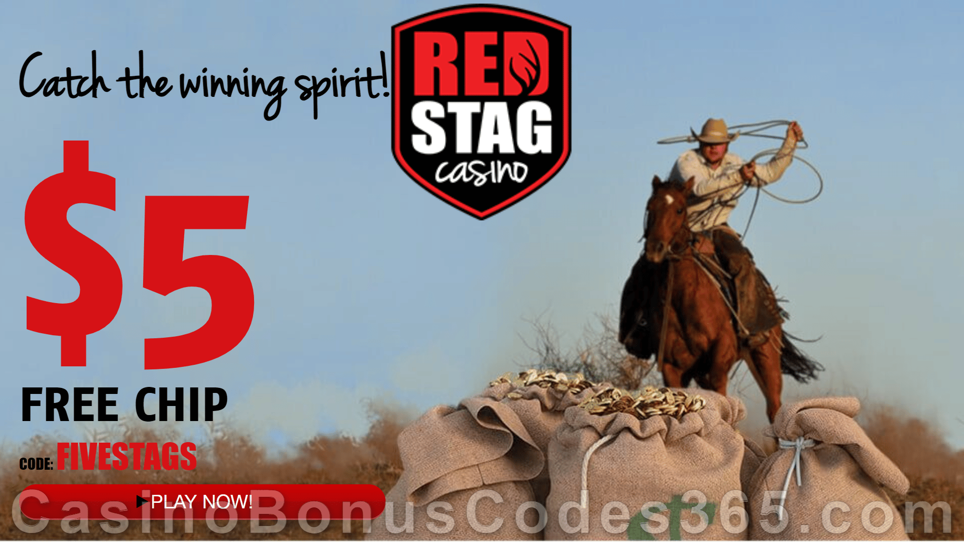 Red Stag Casino $5 No Deposit FREE Chip