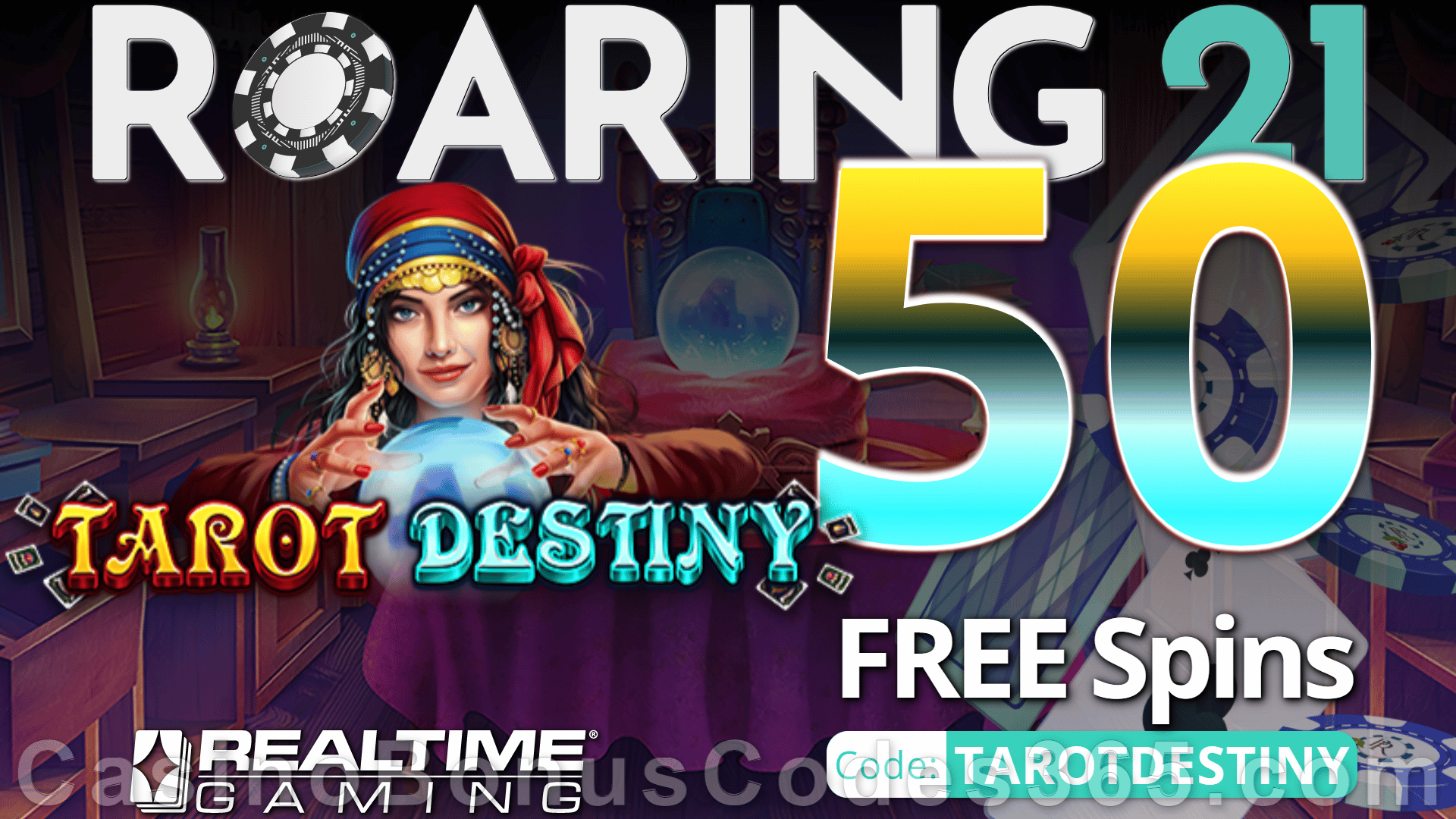 Roaring 21 New RTG Game 50 FREE Tarot Destiny Spins Special No Deposit New Players Deal