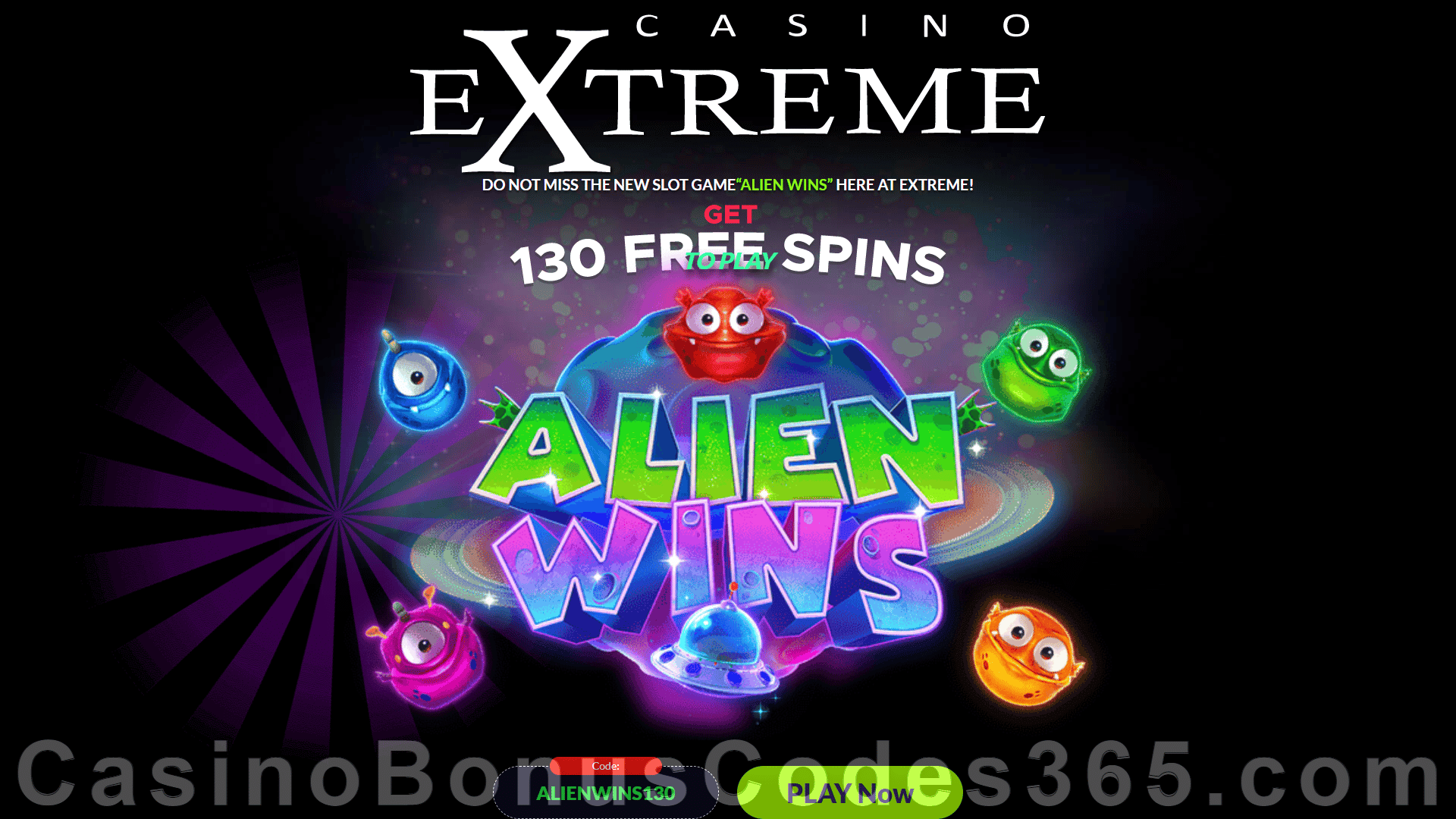 Casino Extreme 130 FREE RTG Alien Wins Spins Huge No Deposit Sign Up Deal