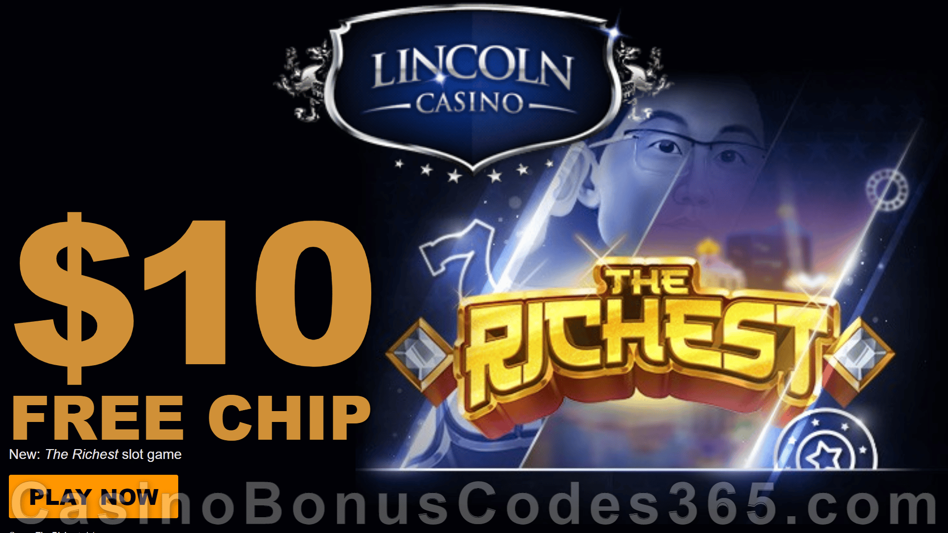 Lincoln Casino Special $10 FREE Chip on The Richest No Deposit New WGS Game Promotion