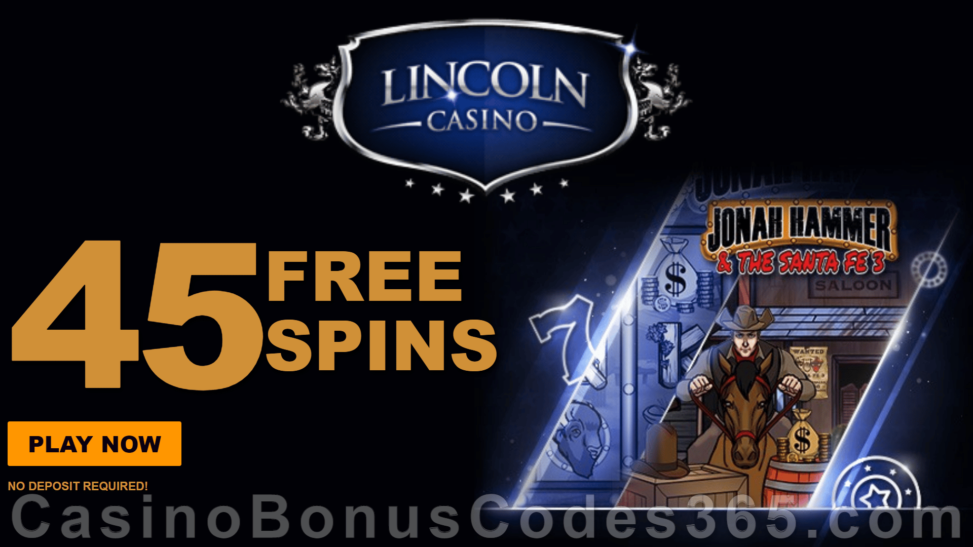 Lincoln Casino 45 FREE WGS Jonah Hammer Spins Special No Deposit Offer