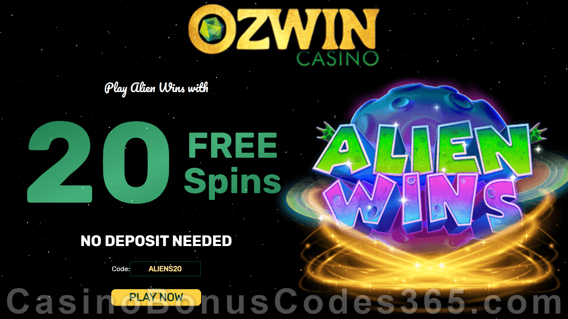 Ozwin Casino 20 FREE Spins on RTG Alien Wins Special RTG Pokies No Deposit Sign Up Reward