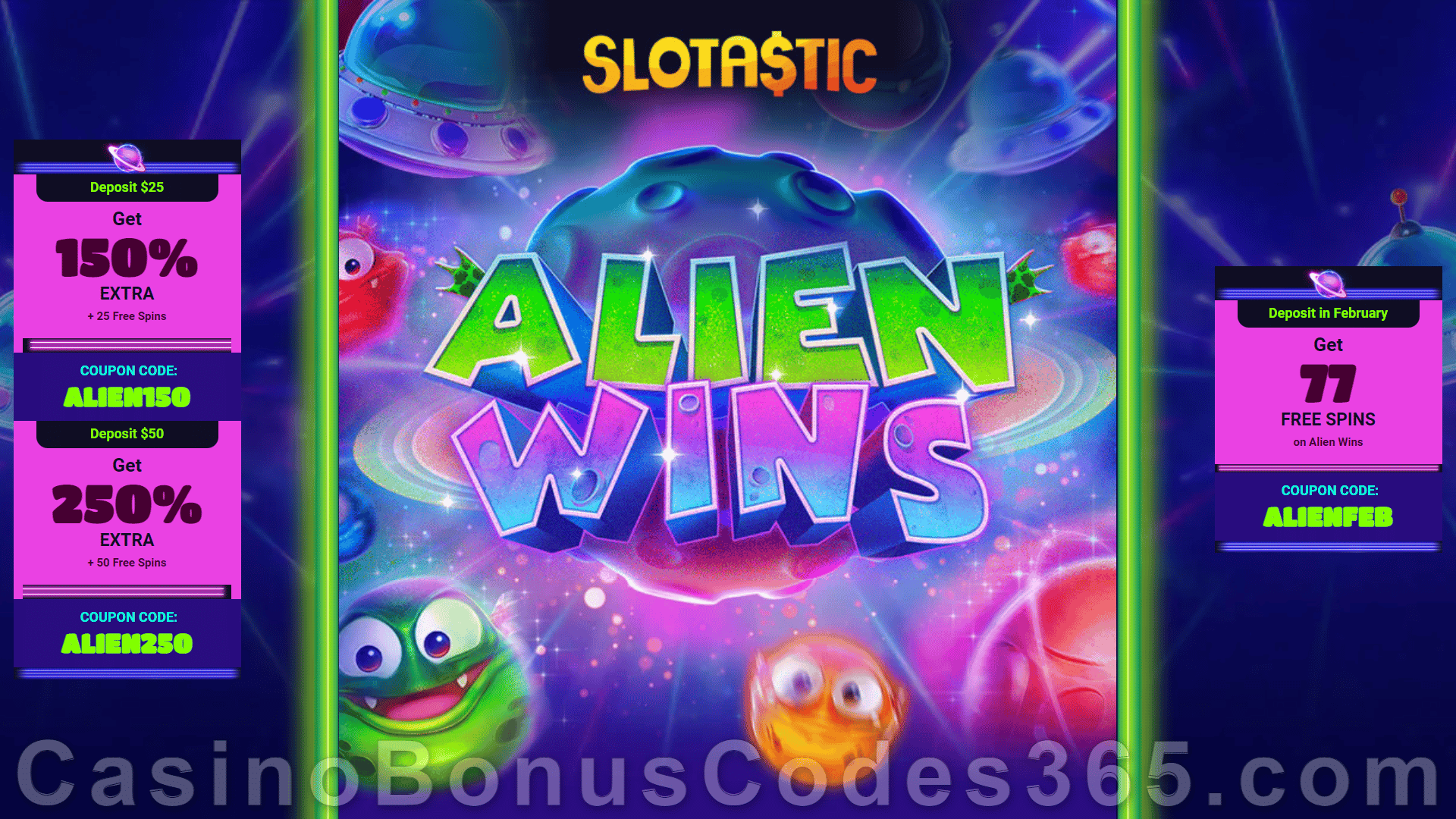 Slotastic Online Casino RTG Alien Wins Special Bonuses