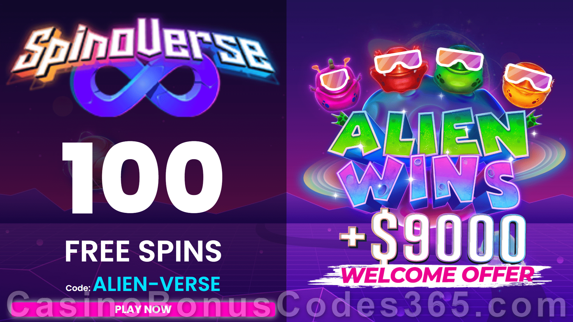 SpinoVerse 100 FREE Spins on RTG Alien Wins Exclusive No Deposit Sign Up Offer