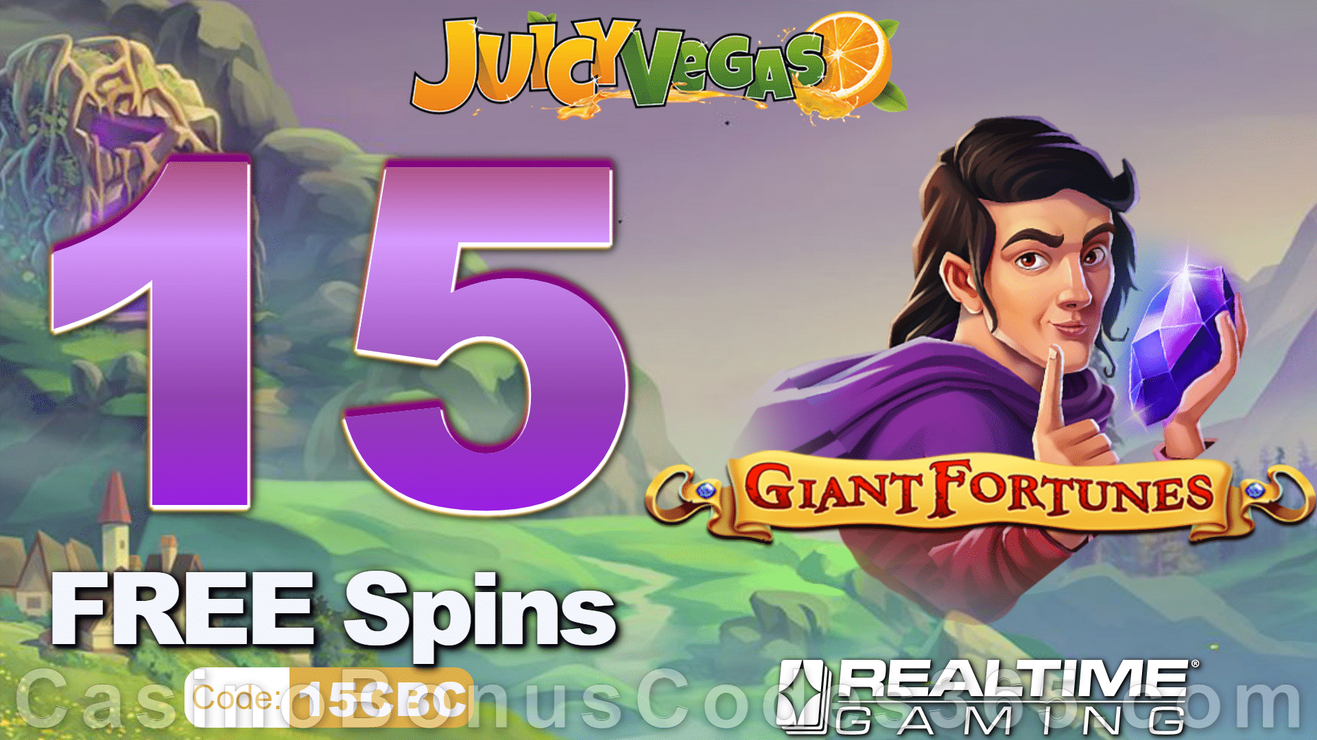 JJuicy Vegas Special New RTG Game 15 FREE Giant Fortunes Spins plus 300% Match Bonus Sign Up Offer