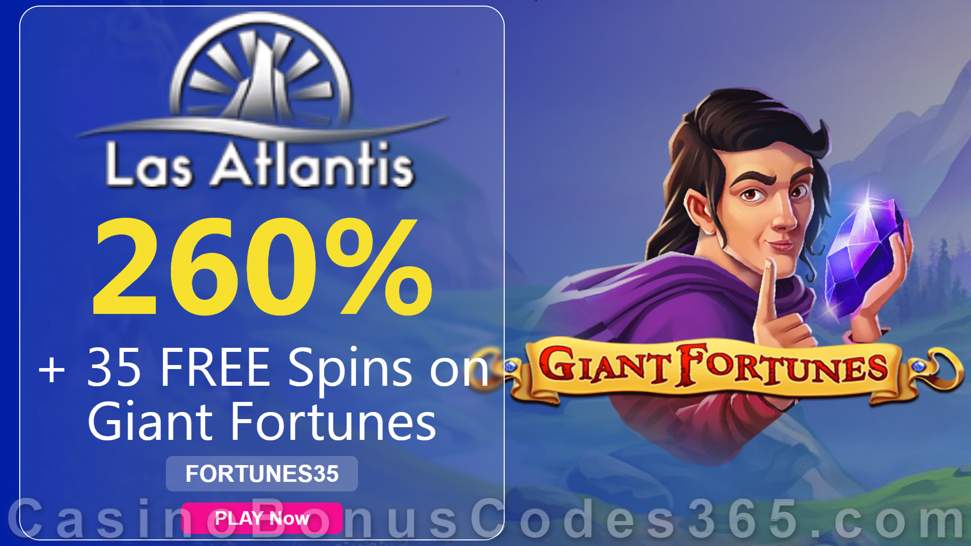 Las Atlantis Casino 260% Match Slots Bonus plus 35 FREE Spins on RTG Khrysos Gold 2021 Welcome Offer