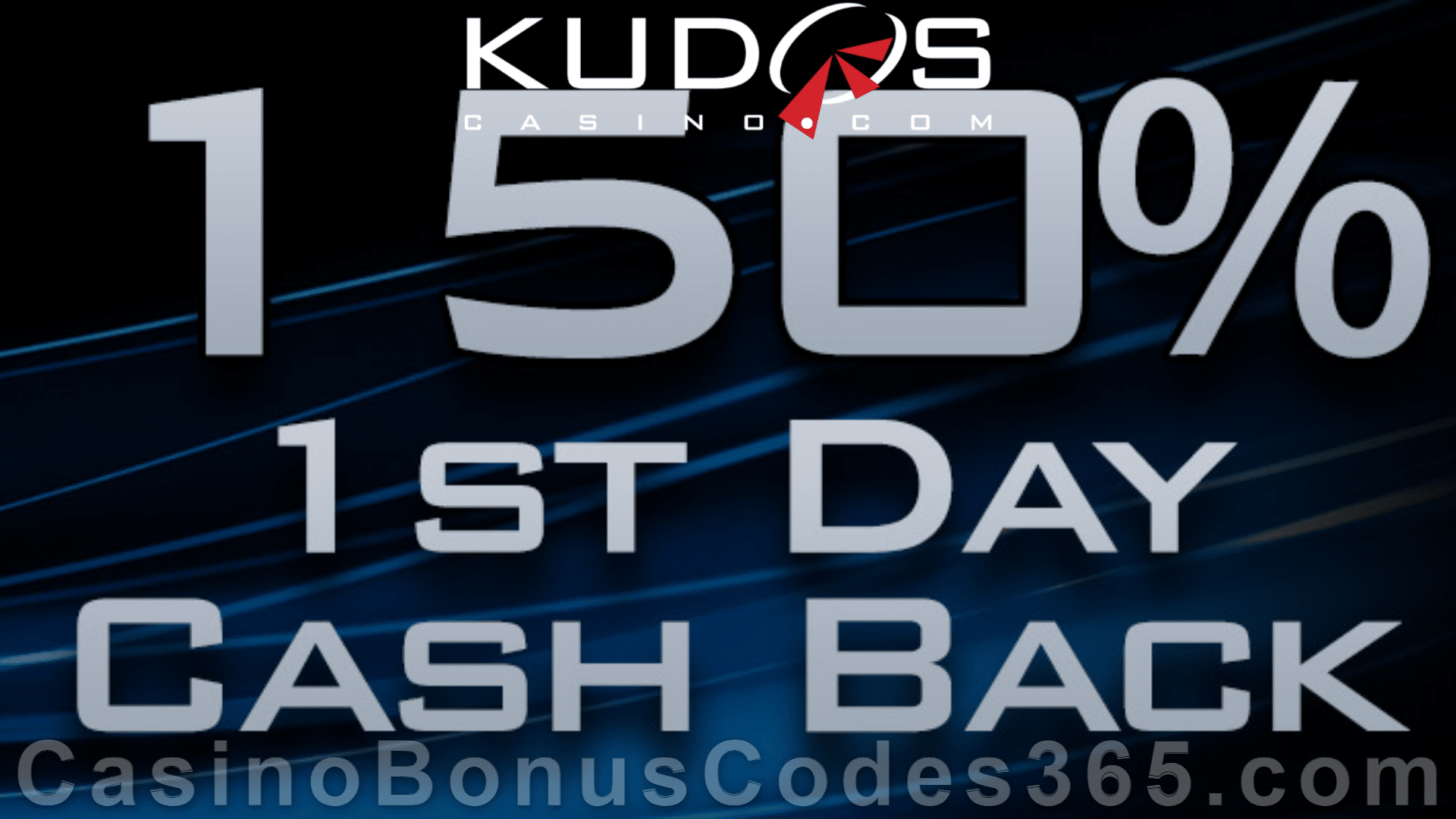 Kudos Casino 150% Cashback first day