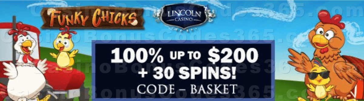 Lincoln Casino 100% up to $200 plus 30 Spins on WGS Funky Chicks