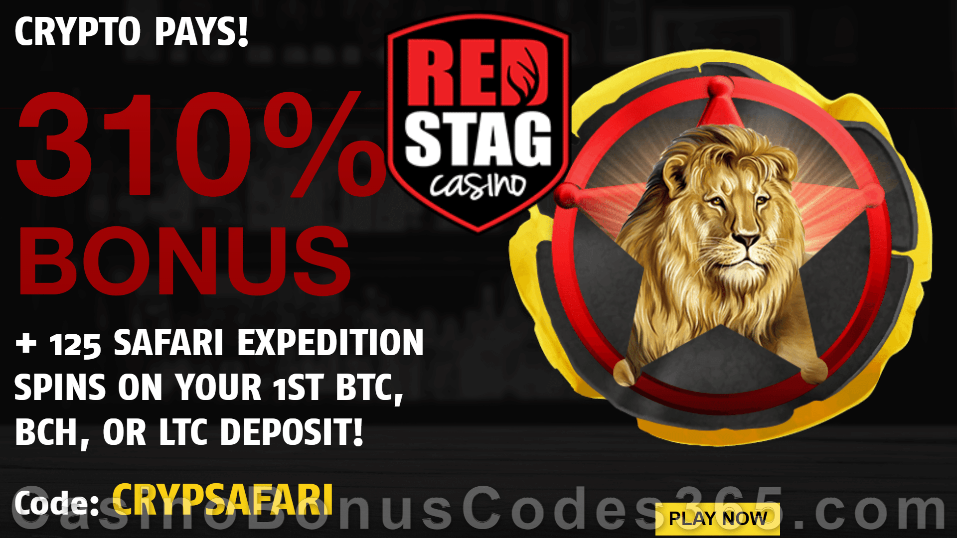 Red Stag Casino 25 FREE Spins on WGS Safari Expedition and 310% Match Bonus plus 125 FREE Spins Special New Players Pack