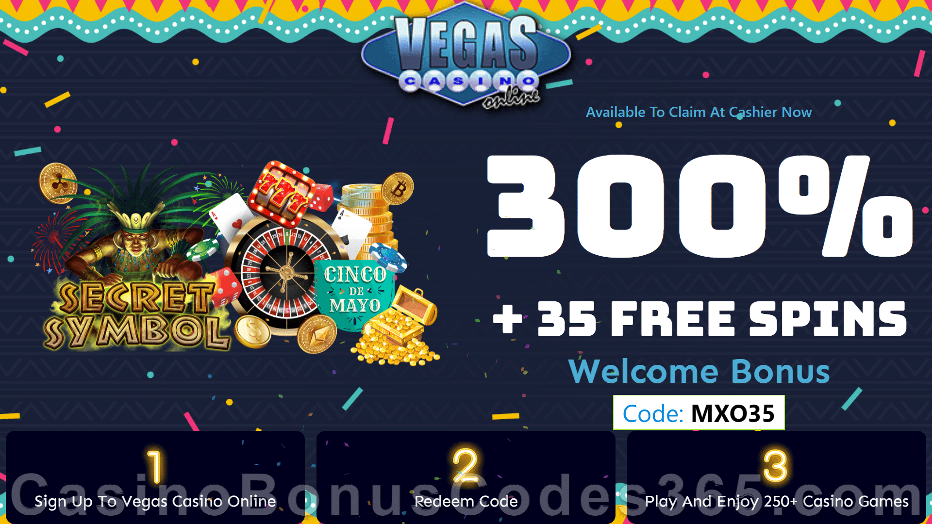 Vegas Casino Online 35 FREE Secret Symbol Spins No Deposit Deal